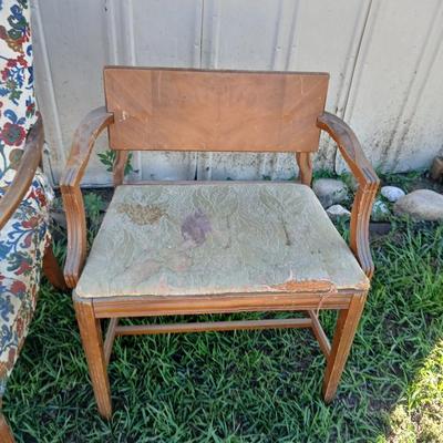 Two antique chairs - Lounging chair and vanity chair - old wooden project chairs !
