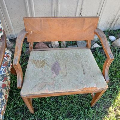 Two antique chairs - Lounging chair and vanity chair - old wooden project chairs !