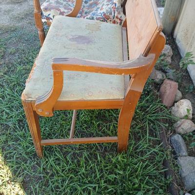 Two antique chairs - Lounging chair and vanity chair - old wooden project chairs !