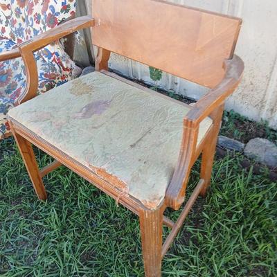 Two antique chairs - Lounging chair and vanity chair - old wooden project chairs !