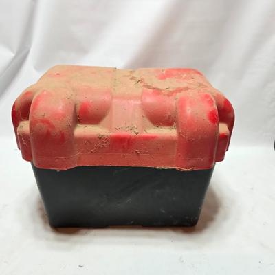 Two lidded fiberglass Battery boxes - Sports master & Willard Battery Company