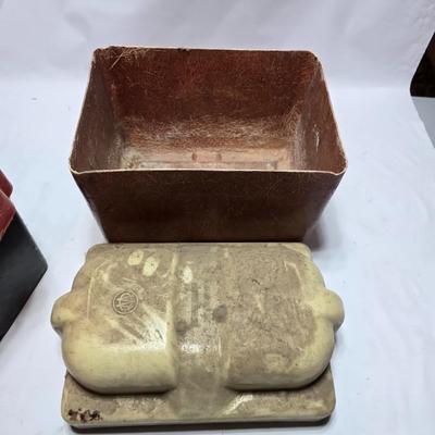 Two lidded fiberglass Battery boxes - Sports master & Willard Battery Company