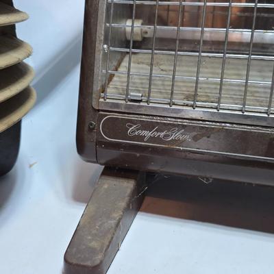 Electric heater and a vintage 50's Hassock floor fan