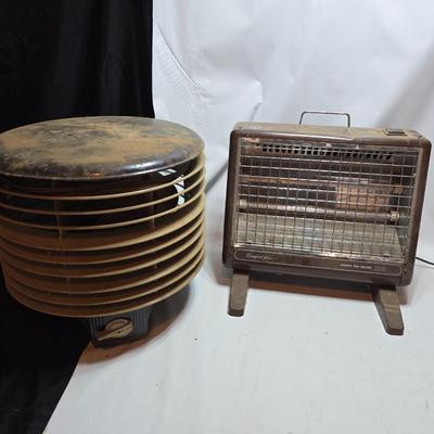 Electric heater and a vintage 50's Hassock floor fan