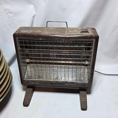 Electric heater and a vintage 50's Hassock floor fan