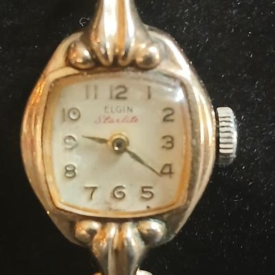 Vintage large ling necklace - bracelet with rhinestones and a vintage ladies watch