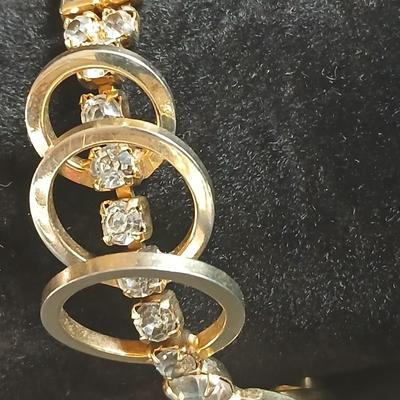 Vintage large ling necklace - bracelet with rhinestones and a vintage ladies watch