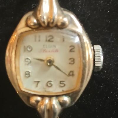 Vintage large ling necklace - bracelet with rhinestones and a vintage ladies watch