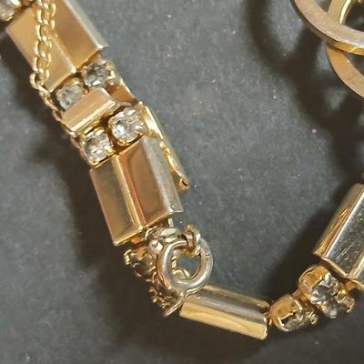Vintage large ling necklace - bracelet with rhinestones and a vintage ladies watch