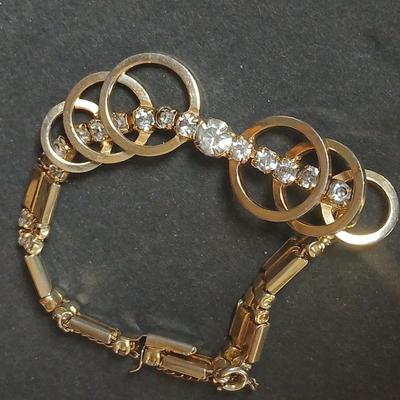 Vintage large ling necklace - bracelet with rhinestones and a vintage ladies watch