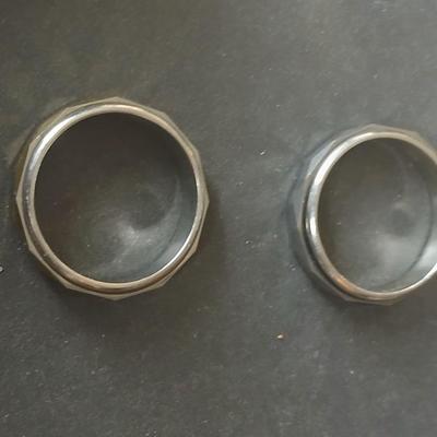 Two men's fidget rings - Leather tooled wallet - watch - and a bow tie