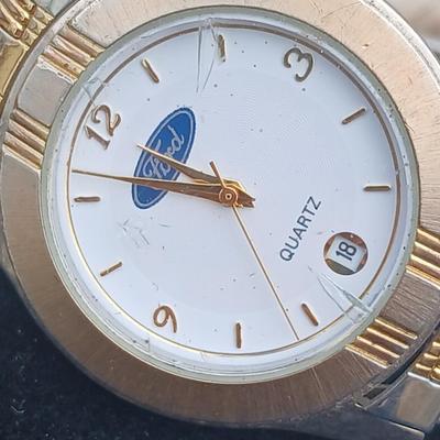 For the love of Ford - Ford logo quartz Wristwatch - 1938 V8 Ford 4 a Ford year pin = Ford and American flag hat pin