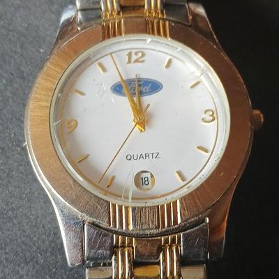 For the love of Ford - Ford logo quartz Wristwatch - 1938 V8 Ford 4 a Ford year pin = Ford and American flag hat pin