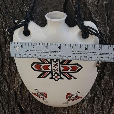 Native American design wall art pottery vase