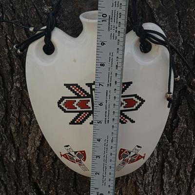 Native American design wall art pottery vase