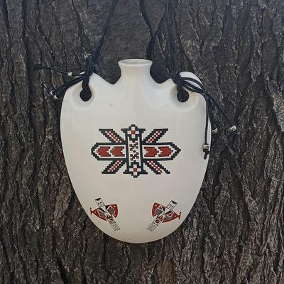 Native American design wall art pottery vase