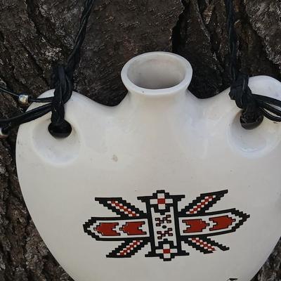 Native American design wall art pottery vase
