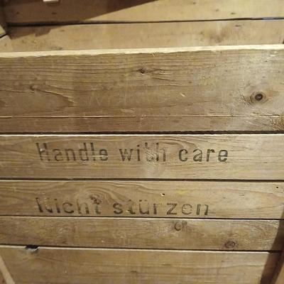 Large wood shipping crate with lid - storage trunk -