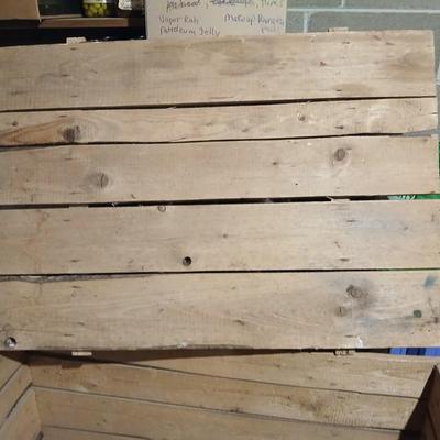 Large wood shipping crate with lid - storage trunk -