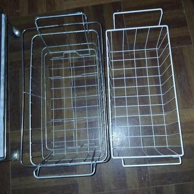 Chrome framed diner cart with 3 metal baskets