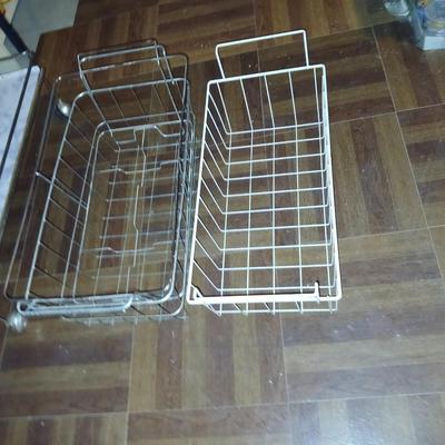Chrome framed diner cart with 3 metal baskets