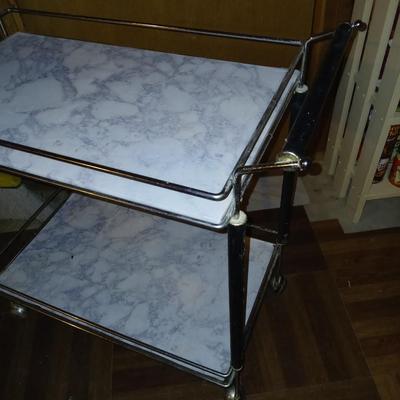 Chrome framed diner cart with 3 metal baskets
