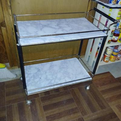 Chrome framed diner cart with 3 metal baskets