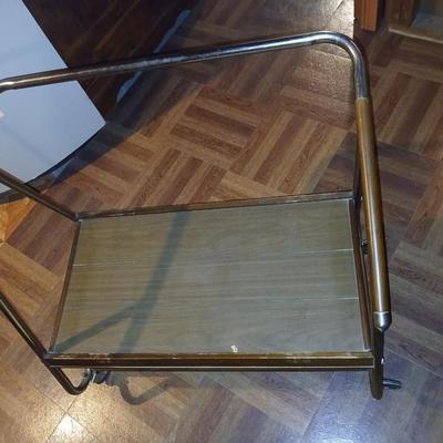 Vintage Reto Rolling MCM TV Stand with folding lap style TV tray
