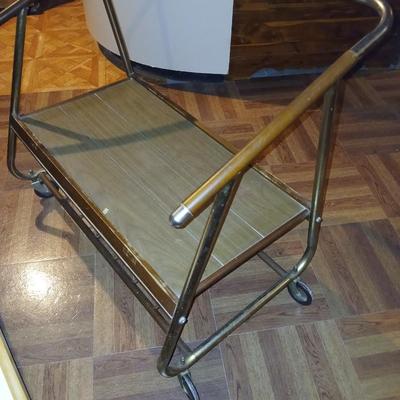 Vintage Reto Rolling MCM TV Stand with folding lap style TV tray