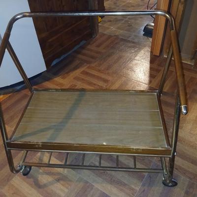 Vintage Reto Rolling MCM TV Stand with folding lap style TV tray