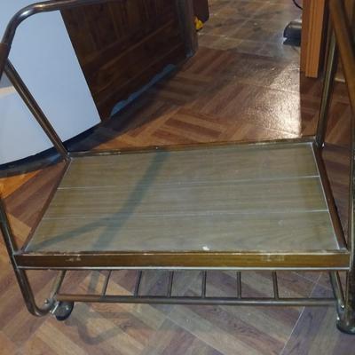Vintage Reto Rolling MCM TV Stand with folding lap style TV tray