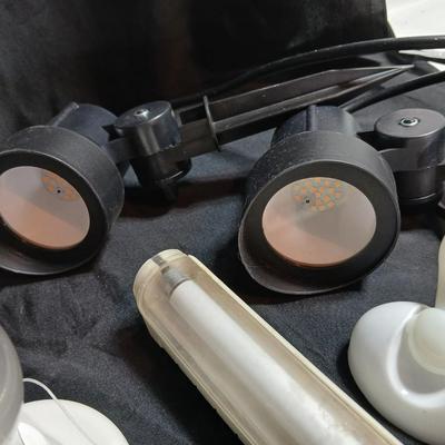 Home hardware - mostly lighting and electrical items including 2 LED stake spot lights.
