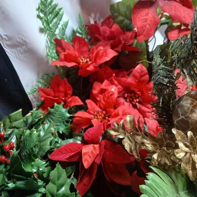 Christmas greenery, Wreath making twigs, cards, Vintage cute stickers, and a box of assorted ribbon