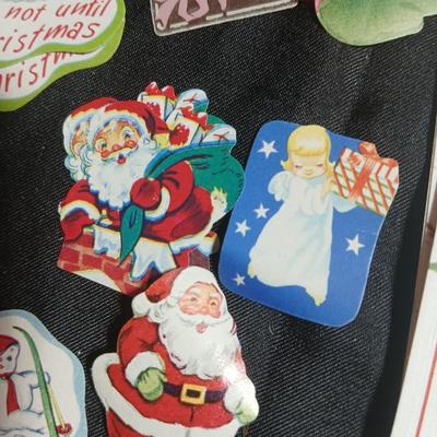 Christmas greenery, Wreath making twigs, cards, Vintage cute stickers, and a box of assorted ribbon