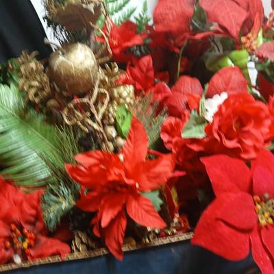 Christmas greenery, Wreath making twigs, cards, Vintage cute stickers, and a box of assorted ribbon