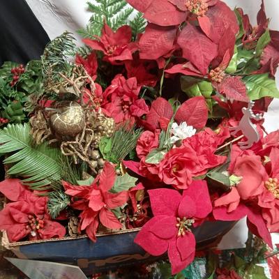 Christmas greenery, Wreath making twigs, cards, Vintage cute stickers, and a box of assorted ribbon
