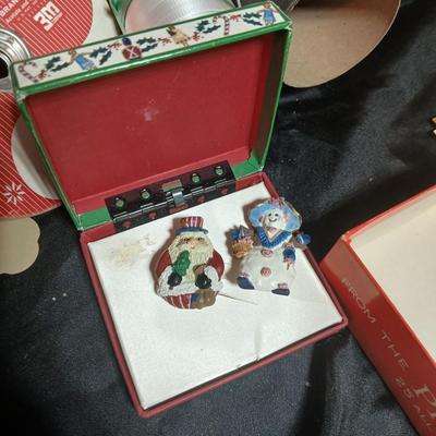 Christmas greenery, Wreath making twigs, cards, Vintage cute stickers, and a box of assorted ribbon
