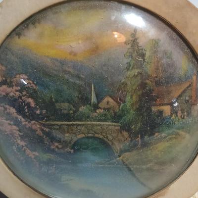 Rare "Winter Skate Southern Belle Air Brushed Lith" Donald Art Company, Inc- Convex wall art picture - and a vintage Nabisco Tin
