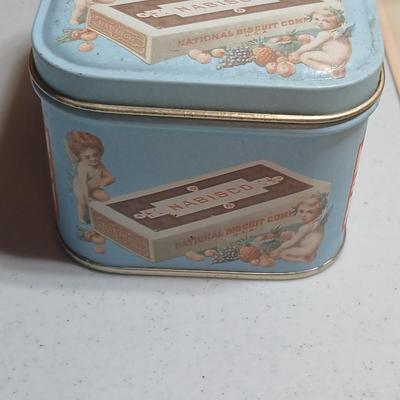 Rare "Winter Skate Southern Belle Air Brushed Lith" Donald Art Company, Inc- Convex wall art picture - and a vintage Nabisco Tin