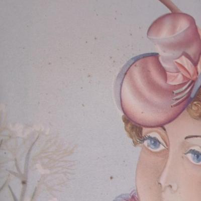 Rare "Winter Skate Southern Belle Air Brushed Lith" Donald Art Company, Inc- Convex wall art picture - and a vintage Nabisco Tin