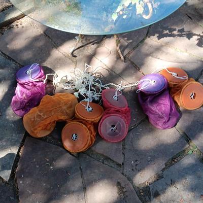 CLOTH LIGHTED LANTERNS, BUDDHA POT FEET AND POT CRITTERS