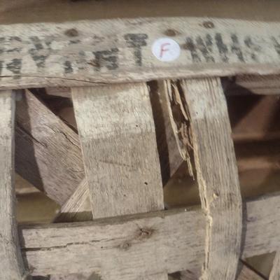Vintage Authentic Splint Wood Tobacco Leaf Market Basket (F)