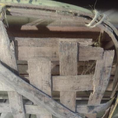 Vintage Authentic Splint Wood Tobacco Leaf Market Basket 'Big Independent' (H)
