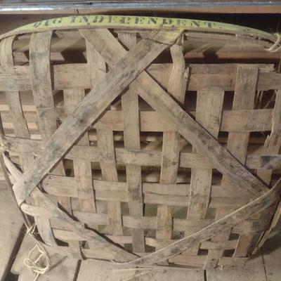 Vintage Authentic Splint Wood Tobacco Leaf Market Basket 'Big Independent' (H)