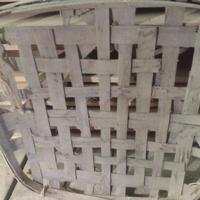 Vintage Authentic Splint Wood Tobacco Leaf Market Basket 'Big Independent' (H)