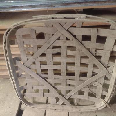 Vintage Authentic Splint Wood Tobacco Leaf Market Basket (I)
