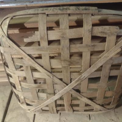 Vintage Authentic Splint Wood Tobacco Leaf Market Basket Davidson, NC (J)