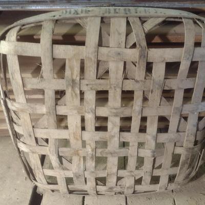 Vintage Authentic Splint Wood Tobacco Leaf Market Basket 'Dixie Burley' (K)