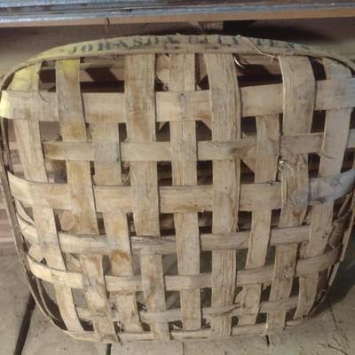 Vintage Authentic Splint Wood Tobacco Leaf Market Basket Johnson City, TN (M)