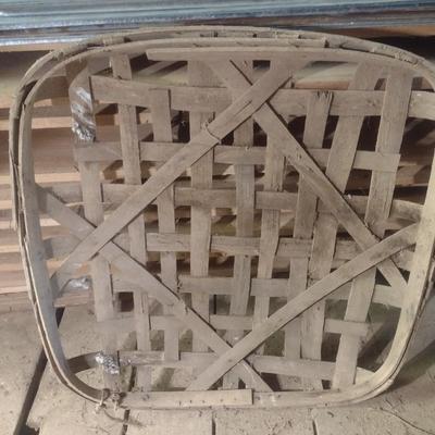 Vintage Authentic Splint Wood Tobacco Leaf Market Basket Asheville, NC (P).